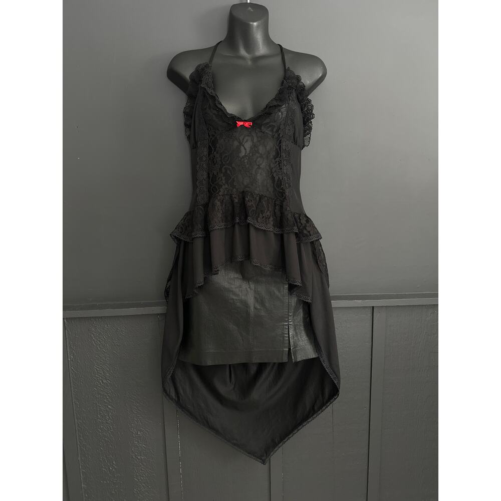 Vintage Traffic Jam Fairy Goth Sheer Negligee Lingerie Black Chemise Size Medium